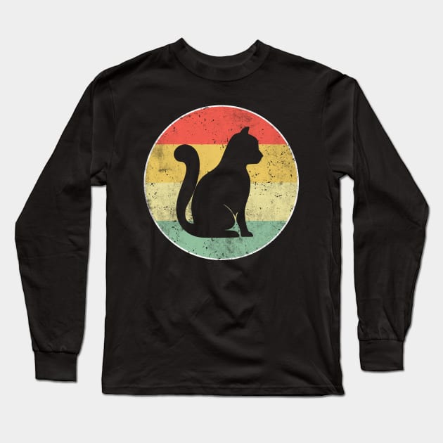 Cat Retro Long Sleeve T-Shirt by Schwarzweiss